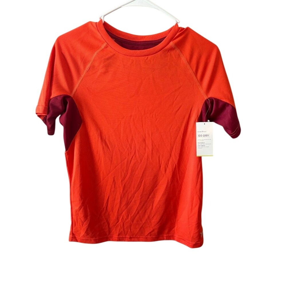 Old Navy Active Go-Dry Boys XL 14-16 Orange Maroon Athletic T-Shirt NWT